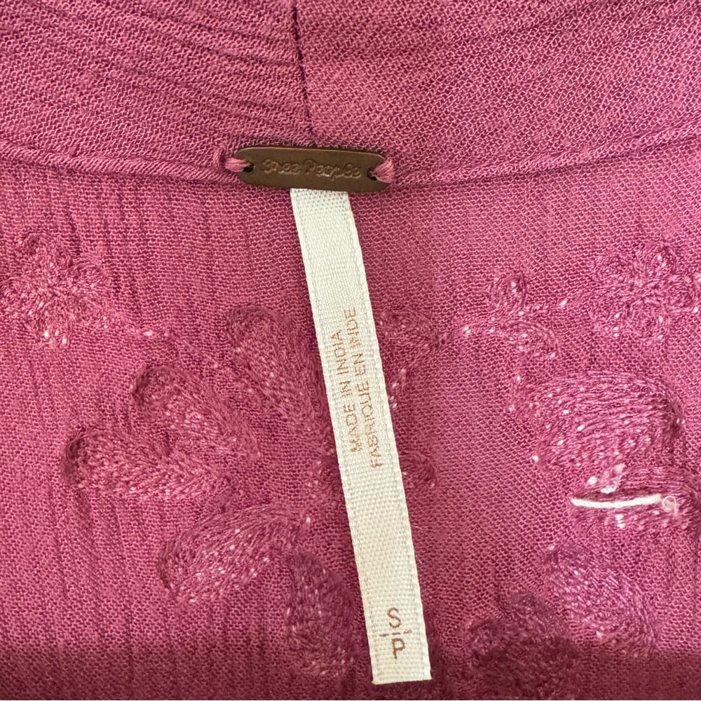 Free People Embroidered Fable Midi Dress - Raspberry Size Small - Picture 10 of 13